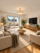 Erstbezug in Loxstedt-Nesse: Moderne 3-Zimmer-Wohnung mit überdachtem Balkon - Wohnzimmer KI-Visualisierung